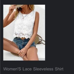 Shein white lace dual layer cropped tank top